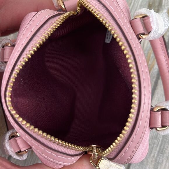 Coach Mini Rowan Bag Charm In Signature Canvas Purse Wallet Bag Powder Pink - Picture 7 of 10